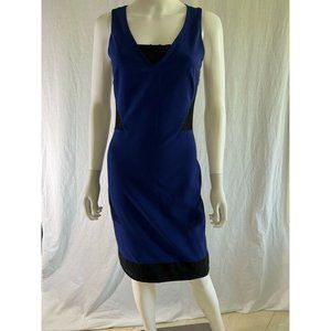 Nicole Miller Women's Sleeveless Dress Knee Length Blue Black Full Zip Size 6